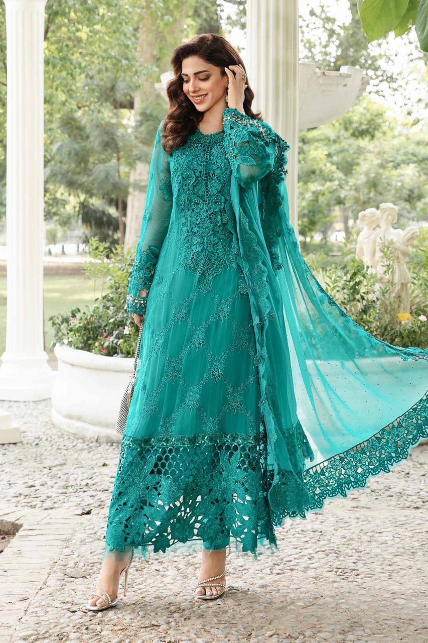 A17 - Elegant Sea Green Chiffon Suit
