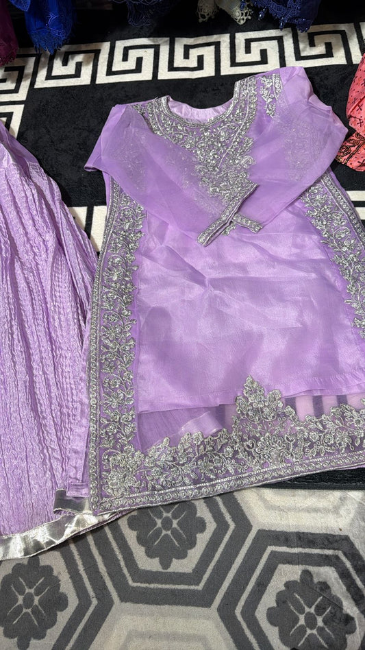 Delicate Girls' Lilac Soft Organza Suit