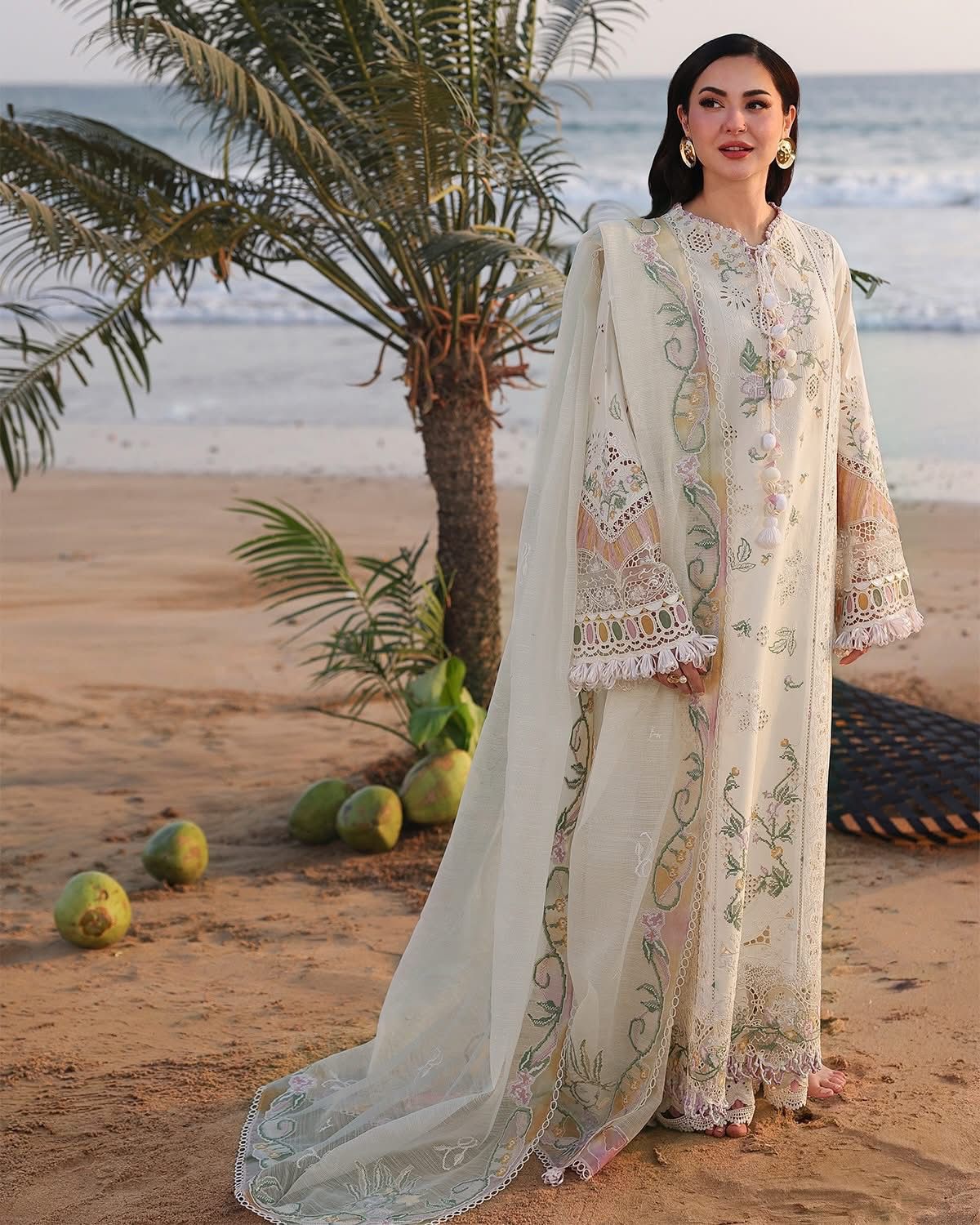 Vintage Cream Long Kameez (Inspired by Qalamkar)