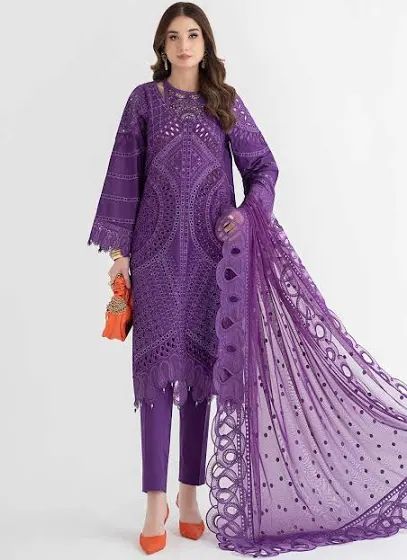 Graceful Pruple Long Shirt Lawn Cotton Suit