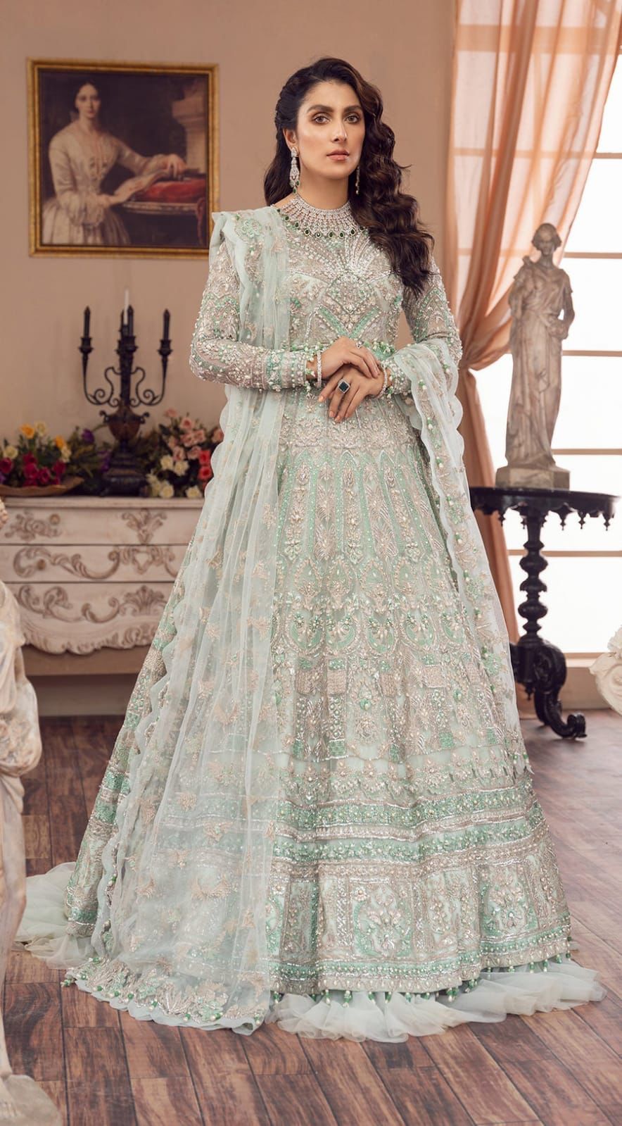 Mint Green Net Maxi Dress