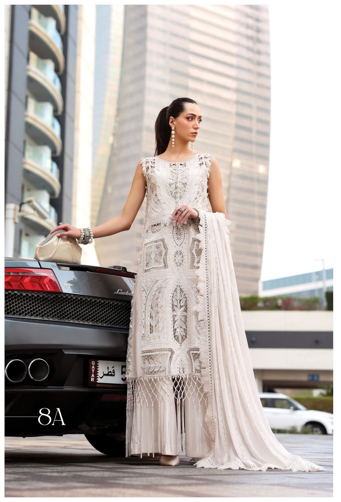 Timeless Cream Beige Lawn Long Kameez (Inspired by Maria B.)