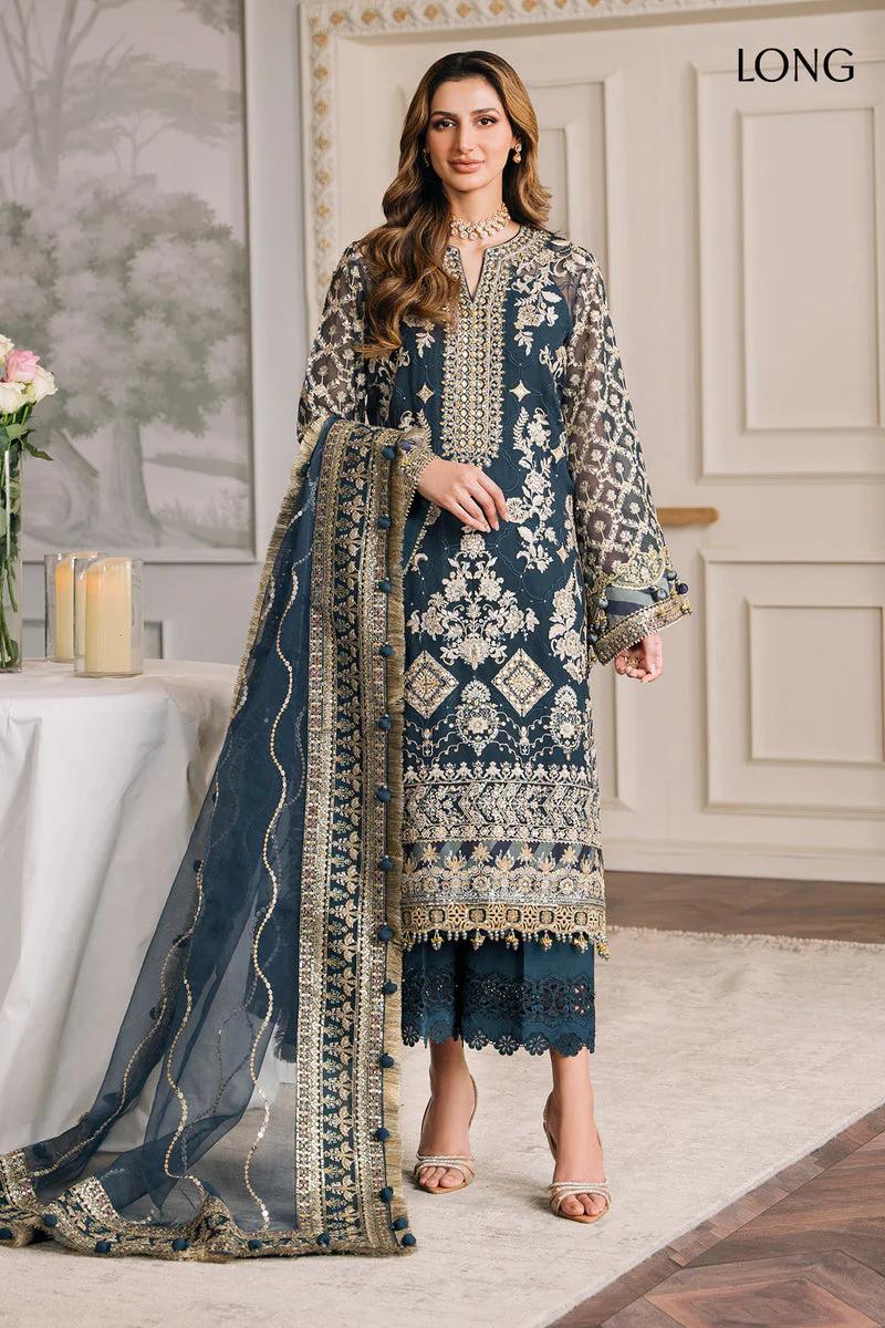 Blue Long Shirt Chiffon Suit