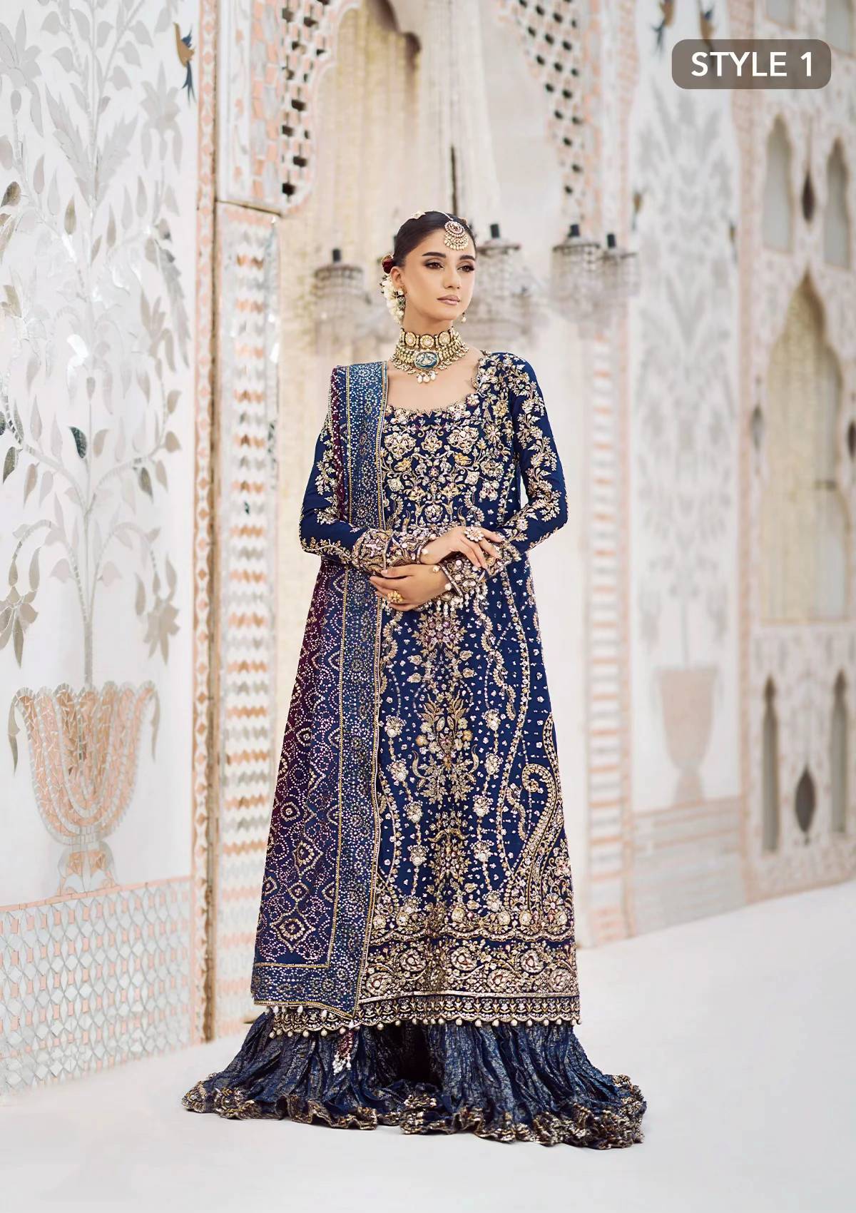 Navy Sharara Dress