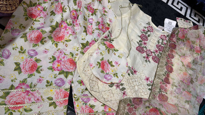 Charming Girls' Cream Lawn Suit