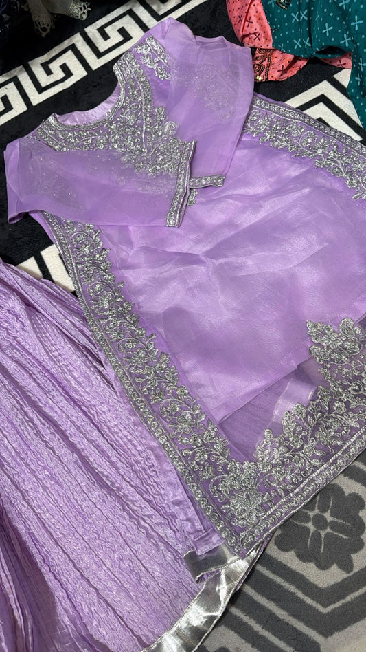 Delicate Girls' Lilac Soft Organza Suit