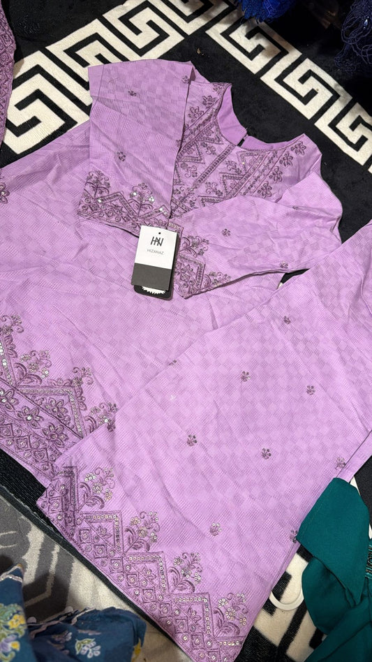Lovely Girls' Lilac Cotton Suit