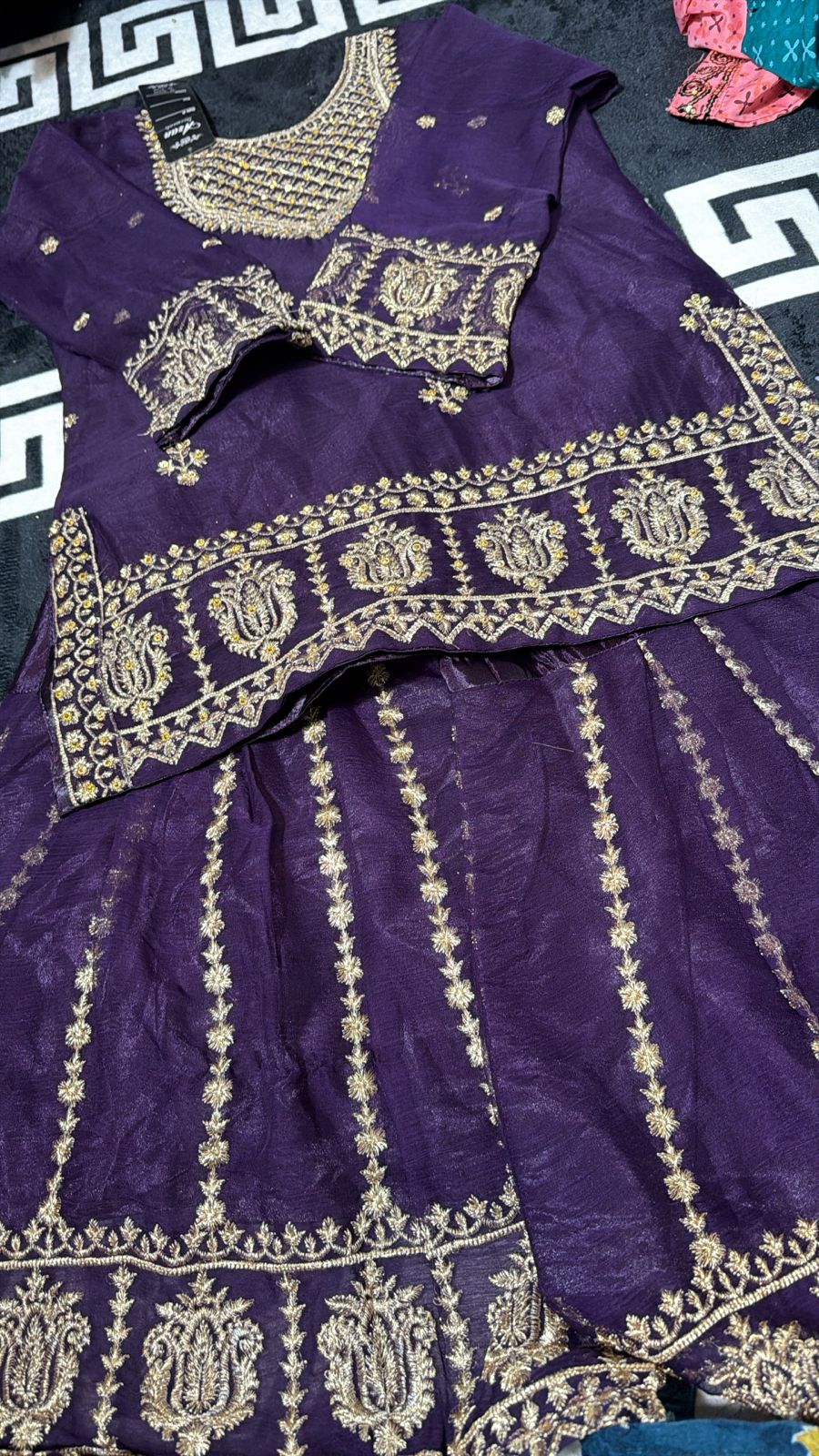 Enchanting Girls' Purple Chiffon Suit