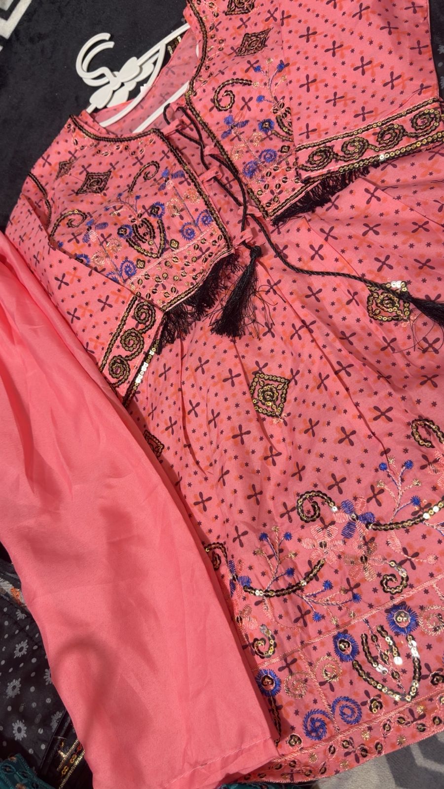 Beautiful Girls' Peach-Pink Lawn Suit