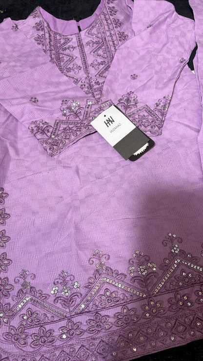 Lovely Girls' Lilac Cotton Suit