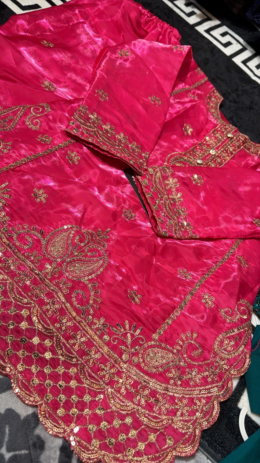Dazzling Girls' Hot Pink Shiny Organza Silk Suit