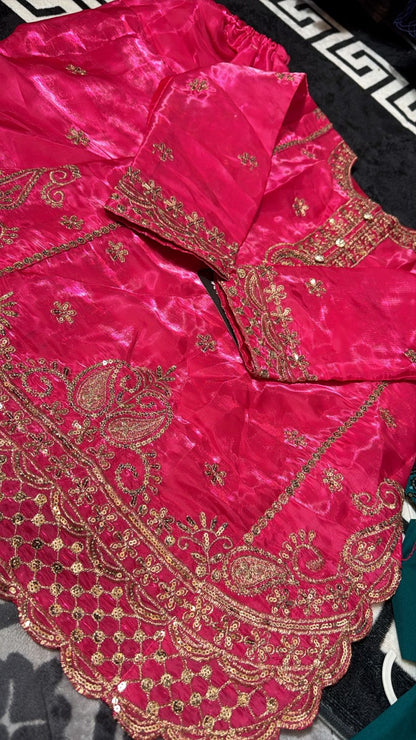 Dazzling Girls' Hot Pink Shiny Organza Silk Suit