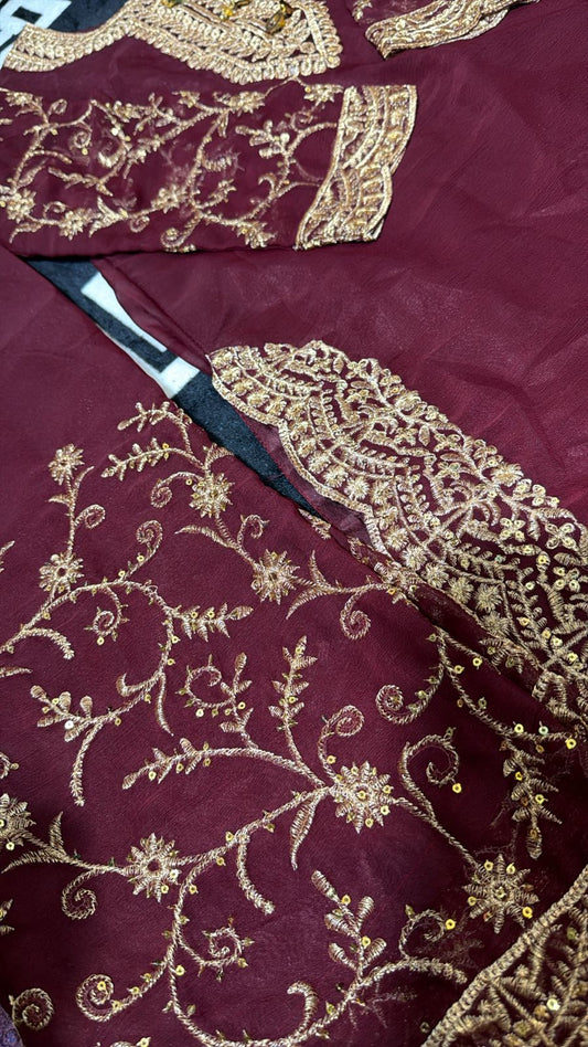 Gorgeous Girls' Burgundy Chiffon Suit