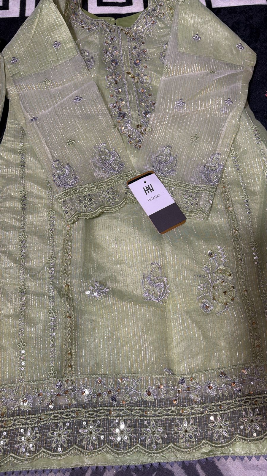 Beautiful Girls' Mint Glittery Organza Suit
