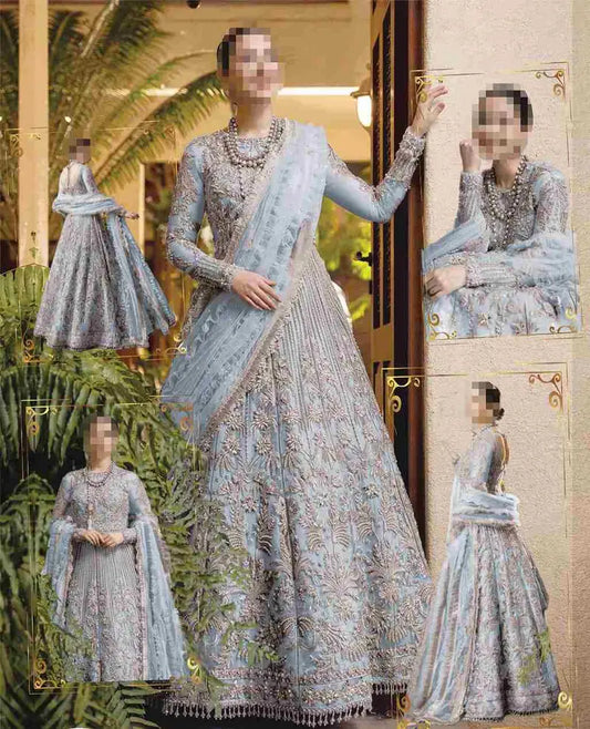 Sky blue Maxi Heavy wear Dress