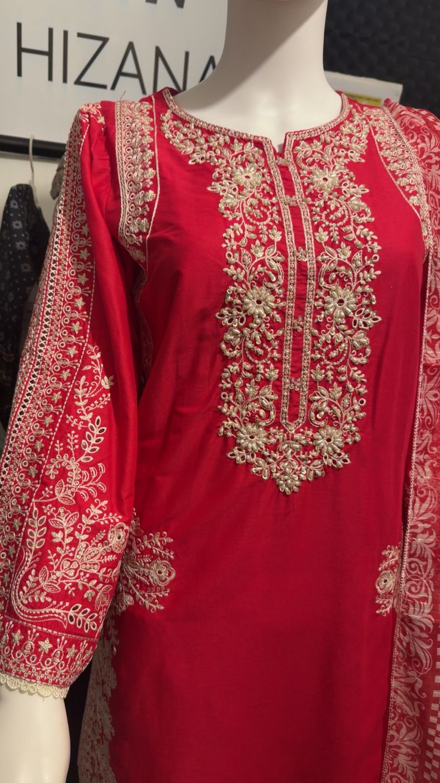 A28 - Vibrant Red-Pink Lawn Suit