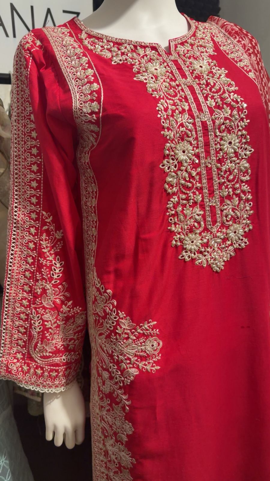 A28 - Vibrant Red-Pink Lawn Suit