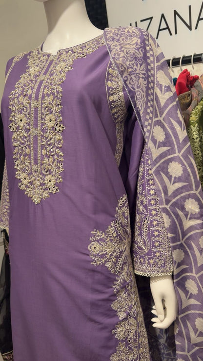 A29 - Graceful Lilac Lawn Suit