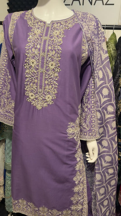 A29 - Graceful Lilac Lawn Suit