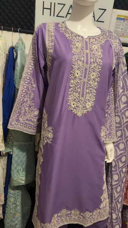 A29 - Graceful Lilac Lawn Suit