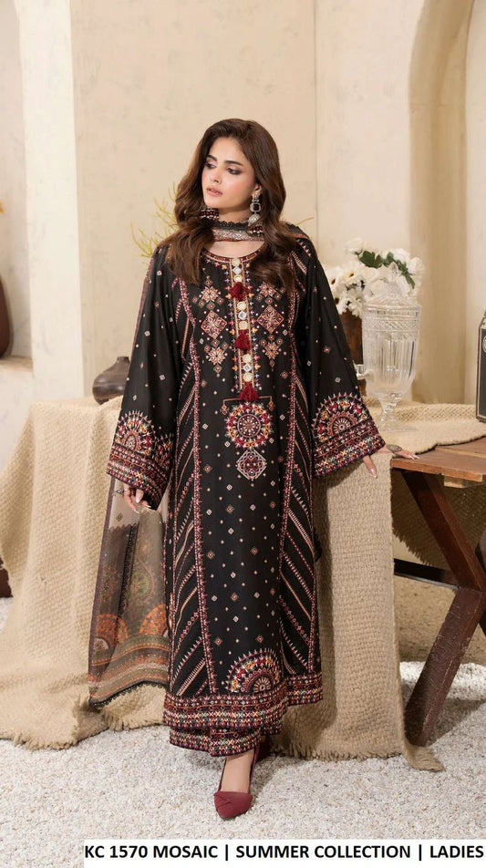 Noir & Crimson Long Kameez (Inspired by Karma)