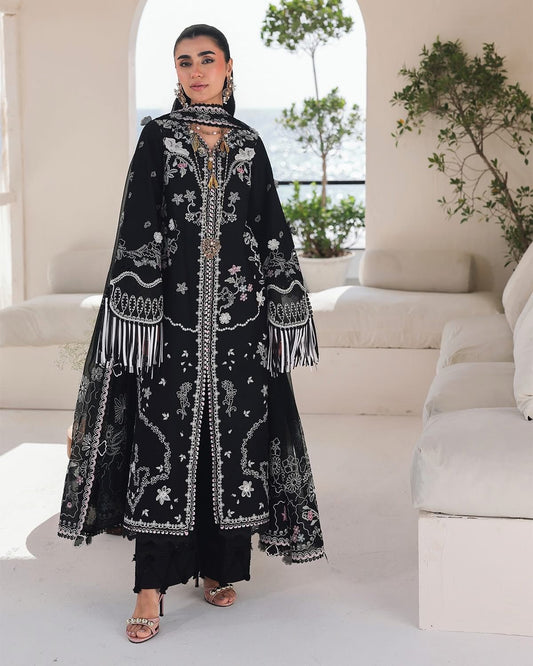 Midnight Onyx Lawn Long Kameez (Inspired by Qalamkar)