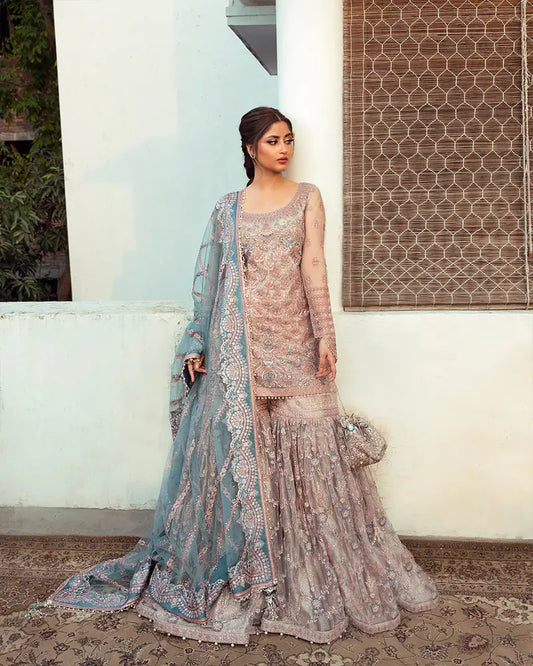 Gold Peach Shirt & Gharara
