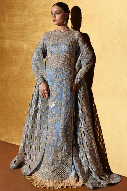 Sky Blue Long Kameez With Crush Sharara