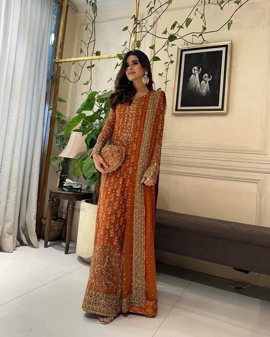Cooper orange long kameez (55 to 60 Inches length)
