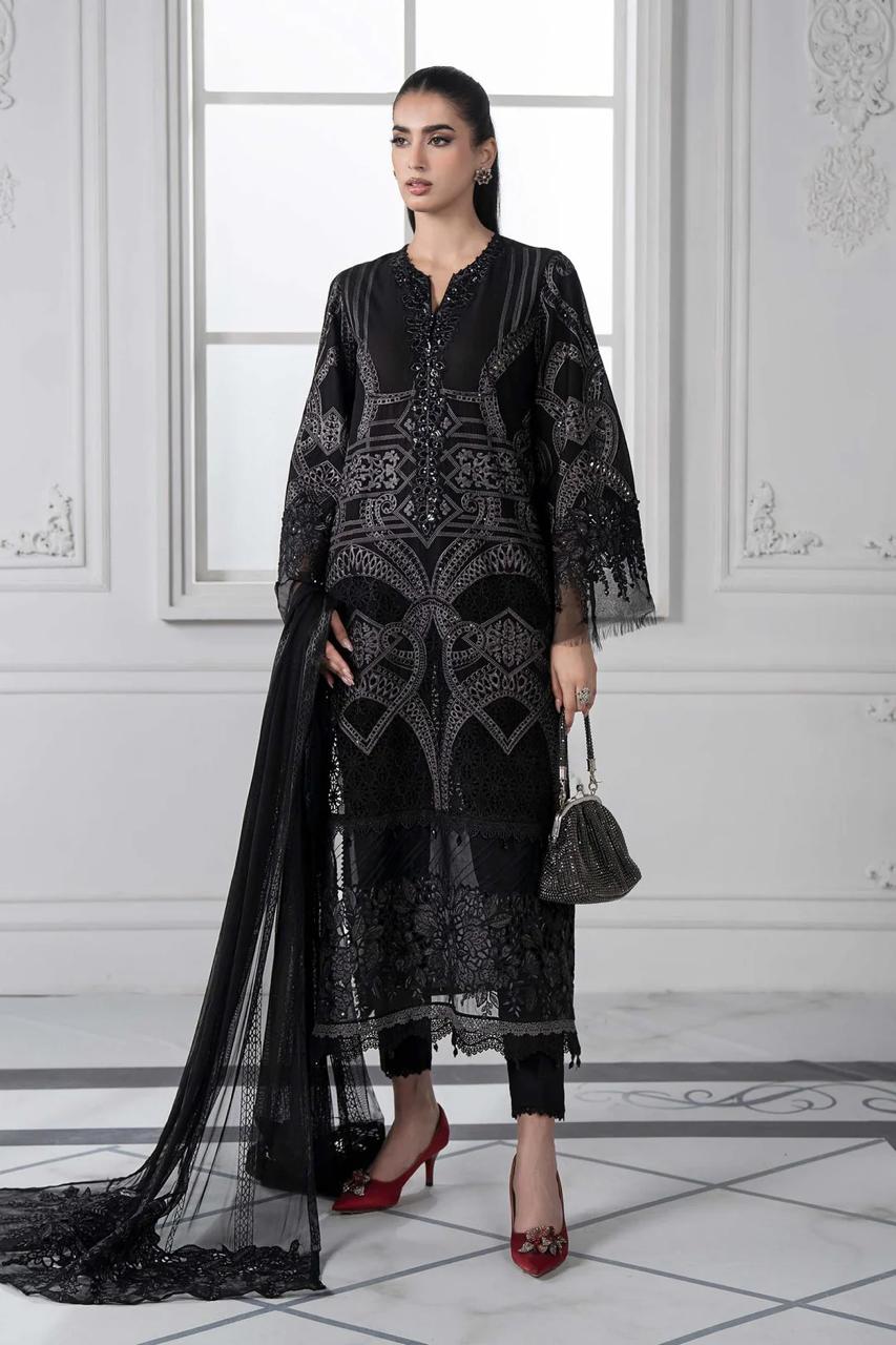 Classic Night Black Lawn Suit (Inspired by Maria B.)