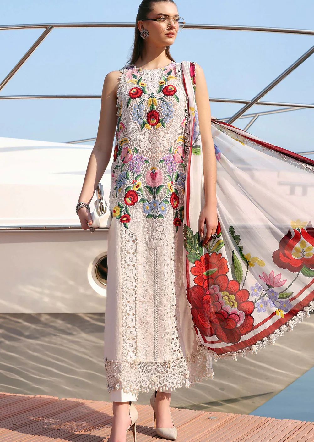 Pastel Blossom Long Kameez (Inspired by Maria B.)