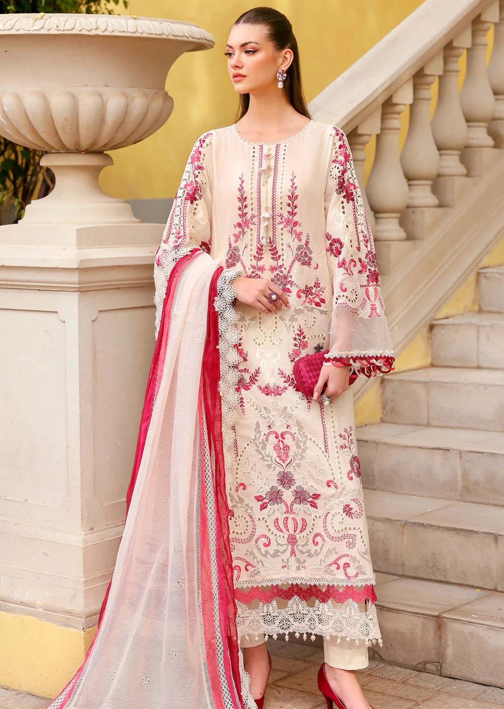 Blush & Berry Filigree Long Kameez (Inspired by Maria B.)