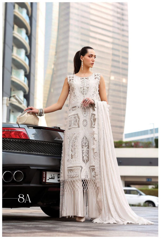Timeless Cream Beige Lawn Long Kameez (Inspired by Maria B.)