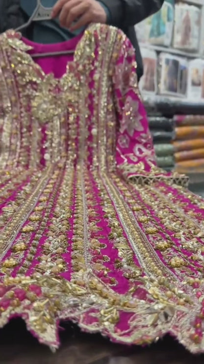 Hot Pink Long Kameez With Palazzo