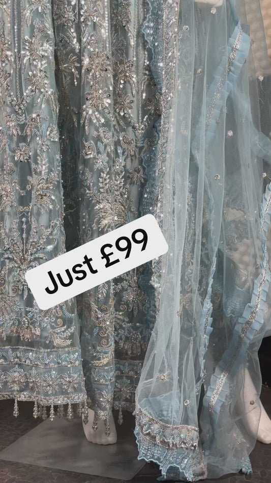 Sky blue Maxi Heavy wear Dress