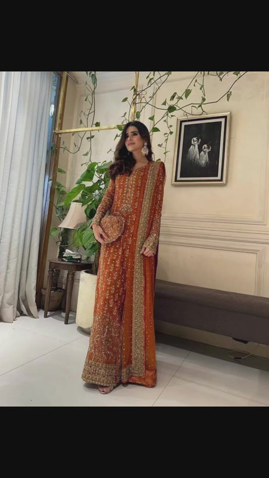 Cooper orange long kameez (55 to 60 Inches length)