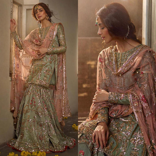 Mint Gharara and Shirt Dress