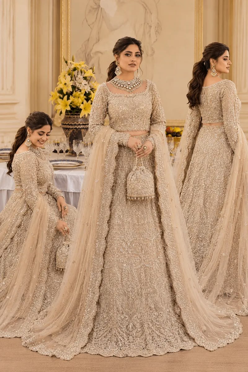 Opulent Gold Embroidered Net Maxi Dress