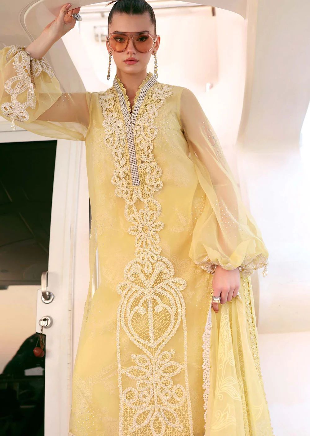 Saffron Glow Long Kameez (Inspired by Maria B.)
